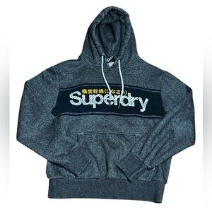 Superdry hoodie size medium men’s gray Japan fits small heavyweight streetwear